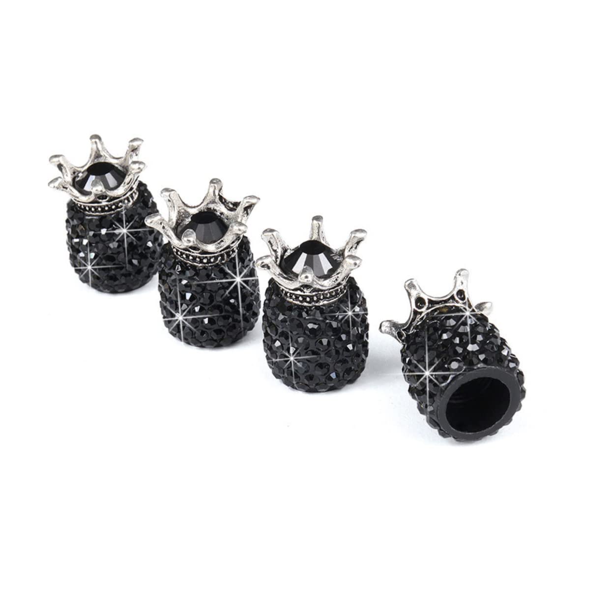 SOLUSTRE 15piezas Tapa De Válvula De Rhinestone y Anillo Decorativo para Botón De Encendido De Auto Negro Protección contra y Agua Diseño y