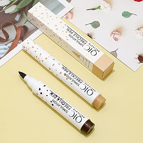 Meicoly 2Pcs Natural Freckle Pen Set, Magic Faux Freckles Makeup Pen, Dot Spot Long Lasting Waterproof Neutral Lightweight Freckle, Light Brown & Dark Brown #TOP6