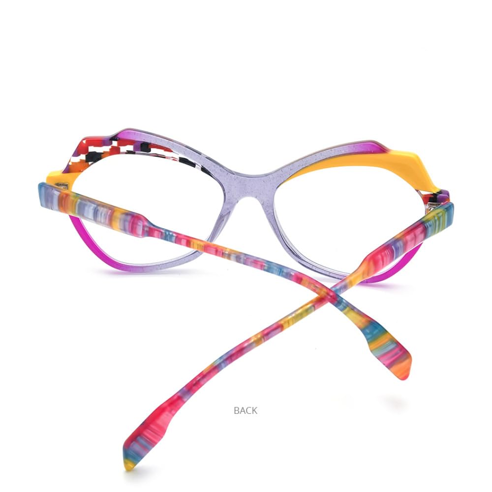 MUTYNE Mehrfarbige Acetat-Brillengestelle für Damen, Cat-Eye-Brillen, trendige Brillen