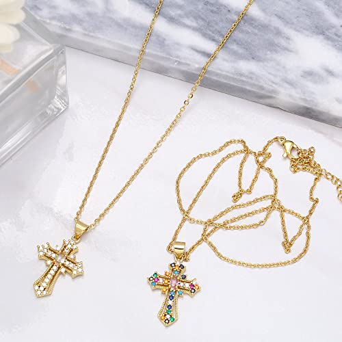 Gold Cross Necklace for Women - Handmade CZ Dainty Faith Pendant Necklace, 18K Plated Hypoallergenic Jewelry Gifts4