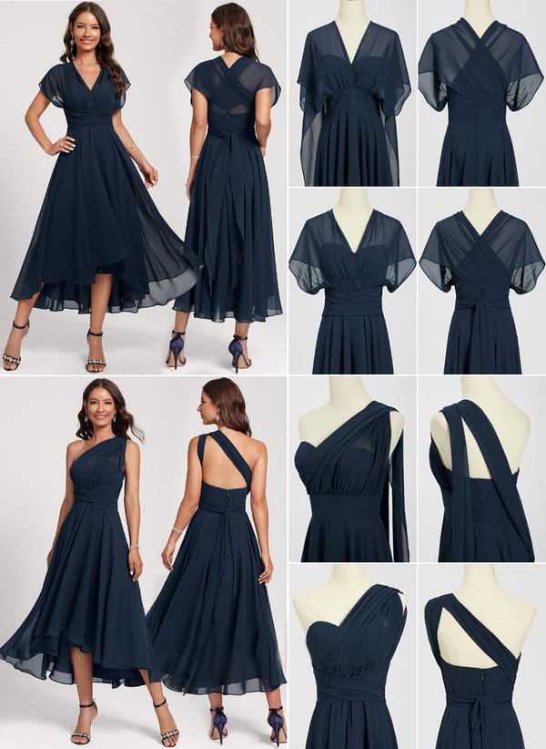 Stylefun Women's Convertible Long Bridesmaid Dresses High Low Chiffon Multiway Formal Evening Gowns CYM1273