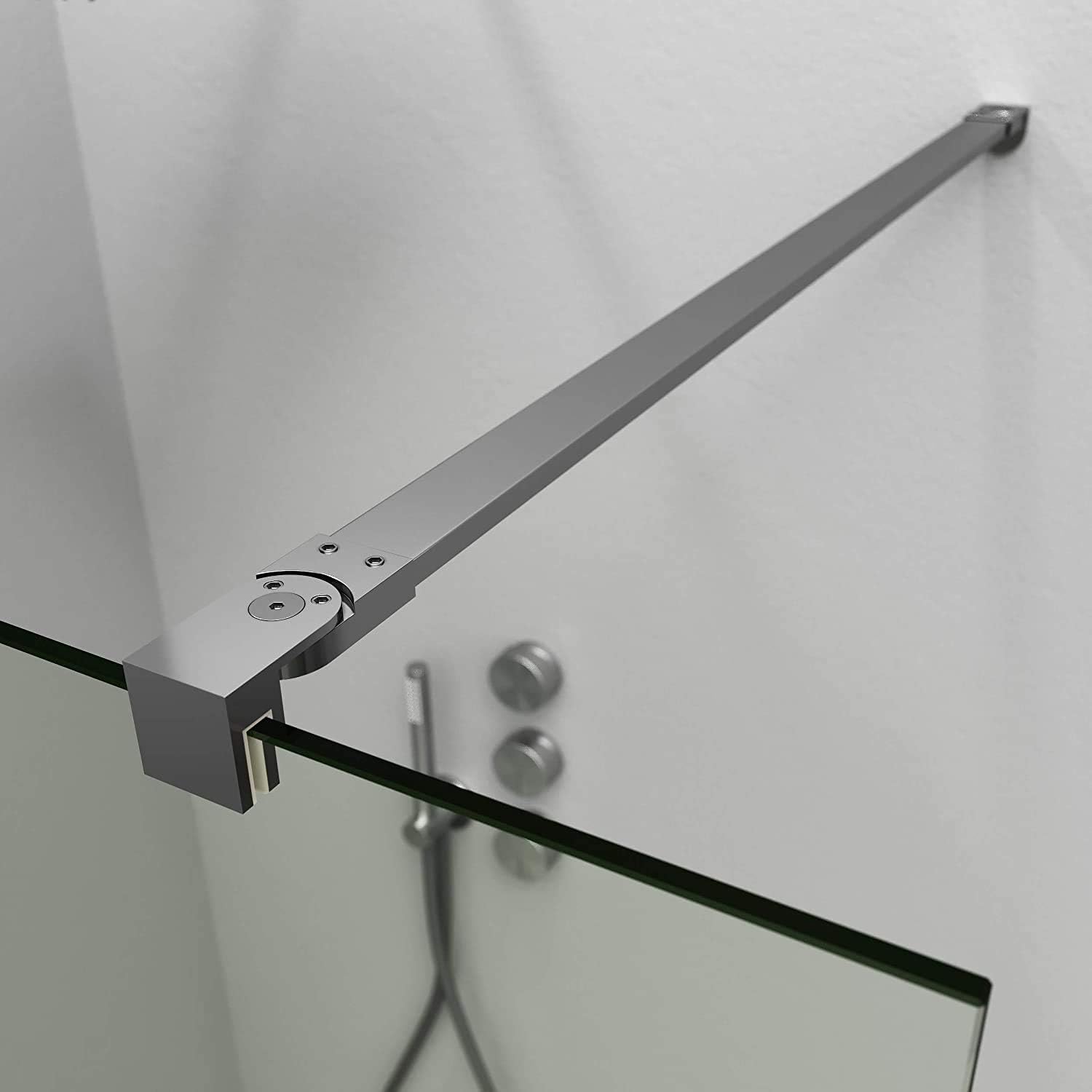 Mampara de Ducha Fija Cromo 120 x 200 cm, Cristal Templado Transparente 8 mm con Tratamiento Antical, Panel Walk In Reversible para Baño Moderno