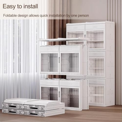 Image of HIWARE Premium Modular Wardrobe for Bedroom, Kids Room and Home | Spacious Clothes Storage Cabinet with Drawers and Shelves | Modern Stylish Design, Heavy Duty, Multiuse Organizer -GTX-White