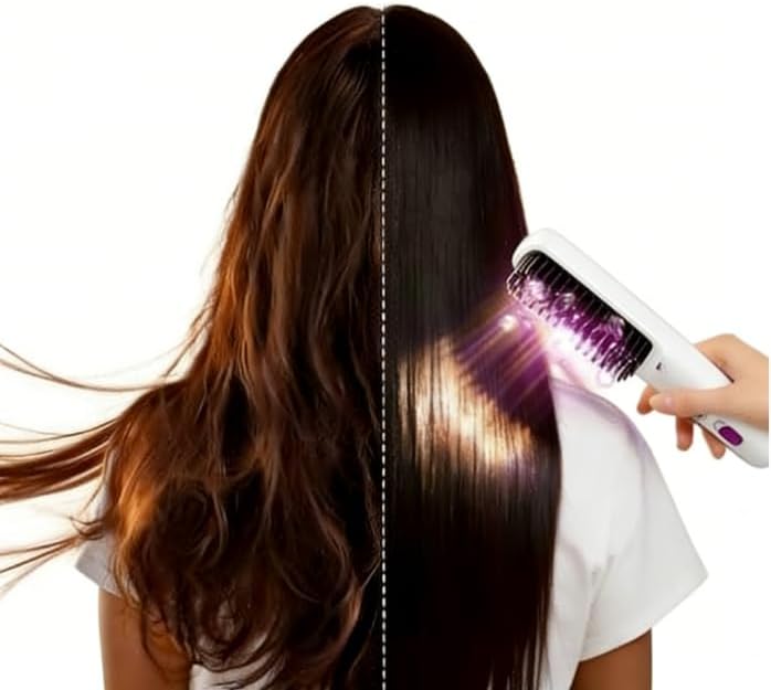 Cordless Hair Straightener Hair Straightener Brush Straightening Brush Cordless Hair Straightener Brush 4 Temp Fast Heating Hot Comb Women (White)