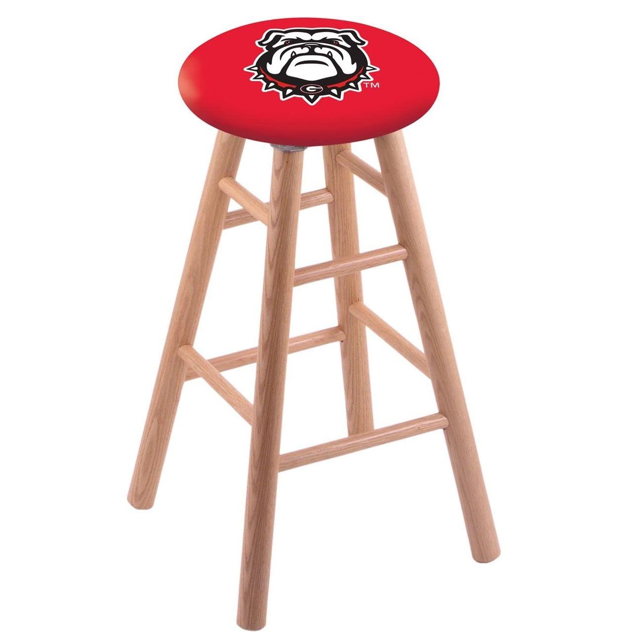 Holland Bar Stool Co. Oak Bar Stool in Natural Finish with Georgia Bulldog Seat by The