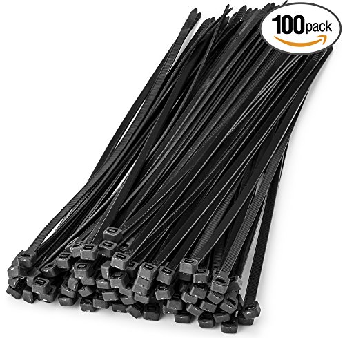 Fixson Multi-Purpose Self-Locking Cable Ties Nylon Zip Wire Tie-Wraps (100 Piece) 16-Inch Cable-Tie Color Black (110-LB Strength)