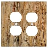 Wood Rustic Light Wooden Background 2 Duplex Electrical Outlet Wall Plate (4.56 x 4.5in)