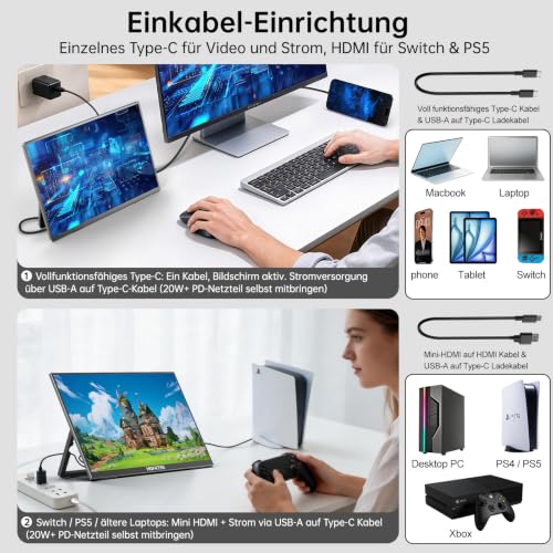 HGFRTEE Portable Monitor 13,5 Zoll, 2,2K(2256x1504), 3:2, 100% sRGB, HDR10 – Ansicht 5