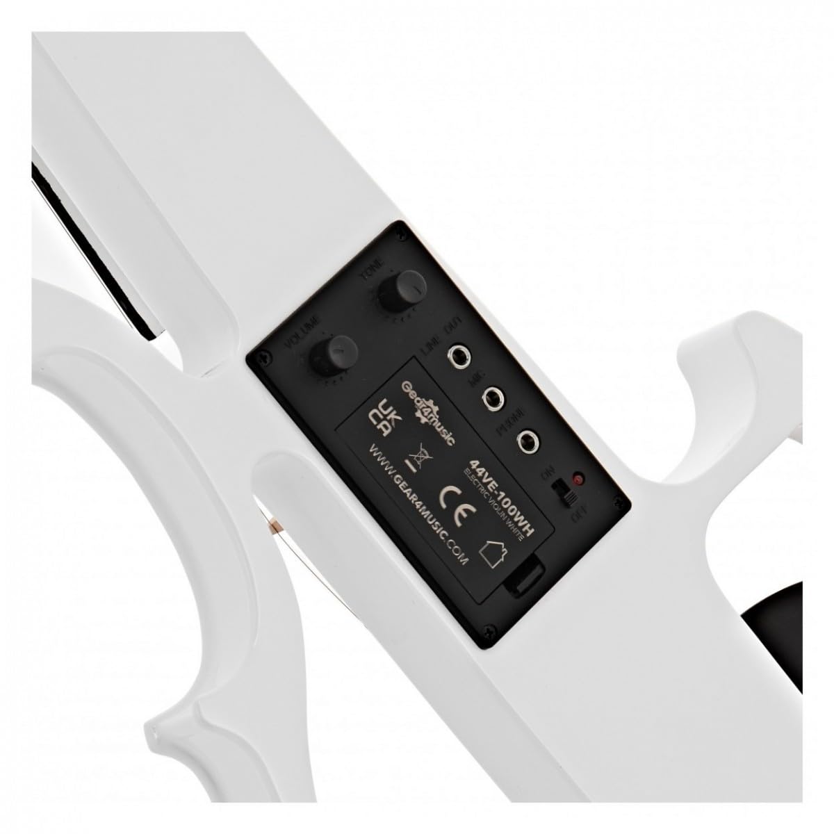 Violino Elettrico 4/4 con Amplificatore e Accessori, Bianco | Pickup attivo per connessione ampli/FX, pickup sotto ponte con controllo tono, leggio e spallaccio inclusi