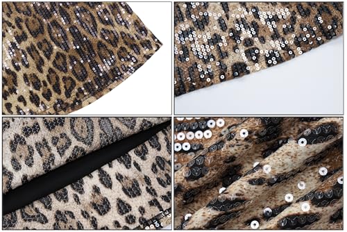 Image of BOLLEY JOSS Women's Leopard Print Sequin Maxi Dress Glitter Sexy Bodycon Sleeveless Long Dress