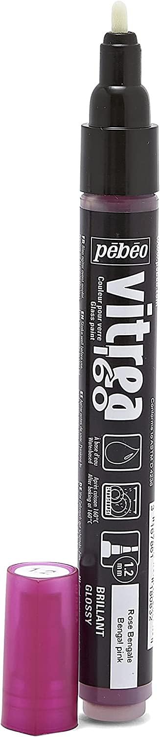Pebeo Vitrea 160-Glass Paint Glossy Marker, Bengal Pink