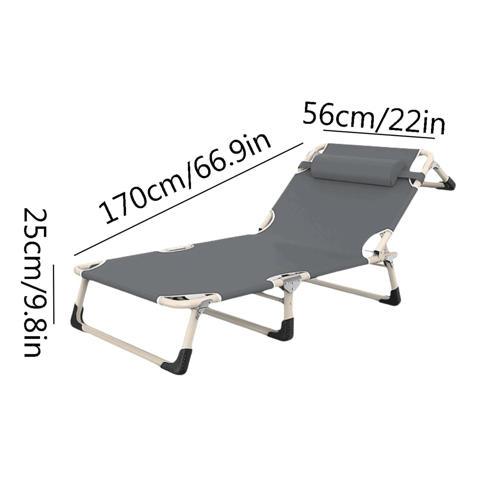 Lounge Campingbedje Oxfordstof Opvouwbaar Campingbed In hoogte verstelbare Opvouwbare slaapwiegjes Liggend kampeerbed met kussen