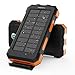 Produktbild X-DRAGON Solar Power Bank 24000mAh Wasserdichtes Tragbares Solarladegerät mit Zwei Eingängen (USB C & Micro), Doppelter Taschenlampe, Kompass für i-Phone i-Pad S-amsung Handys Huawei Outdoor Camping