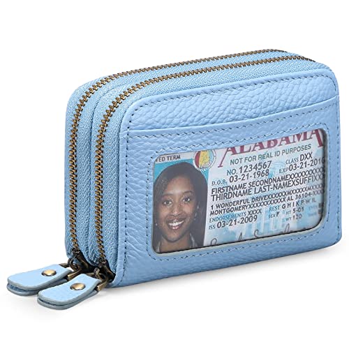 POXIADIV Women's Brown Leather Bifold Wallet - RFID Blocking With Zipper Coin Pocket & ID Window