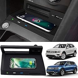 Cargador Inalámbrico Volkswagen Singkin Cargador Inalámbrico Coche para VW Tiguan 2018 2019 2020 2021, 15W Qi Carga Rápida Auto Teléfono Cargador para Volkswagen Tiguan Consola Central Accesorios, Regalo para Tiguan Propietarios
