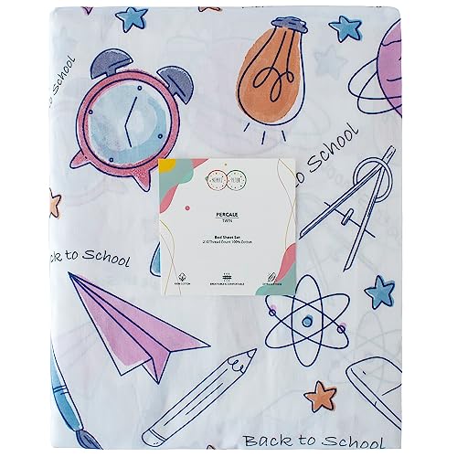 Nikki-Peter-100-Cotton-Kids-Bedsheet-Sets-for-Boys-and-Girls-School-Supplies-Kids-Twin-Sheets-Back-To-School-Twin-Bedding-School-Stationery-Easy-Care-Super-Soft-Sheets-Set-OEKOTEX-Certified Nikki Peter 100 Cotton Kids Bedsheet Sets for Boys and Girls School Supplies Kids Twin Sheets Back To School Twin Bedding School Stationery Easy Care Super Soft Sheets Set OEKOTEX Certified