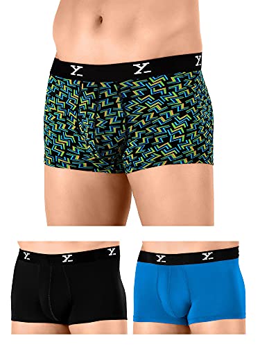Image of XYXX Men's Ace & Shuffle Micromodal Regular Fit Solid Antimicrobial Trunks with No Marks Waistband (Pack of 3)