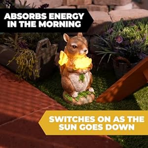 VP Home Charming Solar Powered LED Outdoor Decor Porcelain Squirrel Figurine Light Up Squirrel Gifts Garden Figurines Outdoor Solar Lawn Ornaments VP Home Charming Solar Powered LED Outdoor Decor Porcelain Squirrel Figurine Light Up Squirrel Gifts Garden Figurines Outdoor Solar Lawn Ornaments