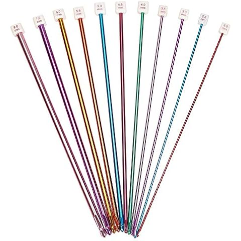 Knitting Needles Set Beginners Metal 11 PCS Multicolour Knitting Tools Set Crochet Starter Kit Tunisian Crochet Hook Knit Needles Set 2mm 2.5mm 3mm 3.5mm 4mm 4.5mm 5mm 5.5mm 6mm 7mm 8mm for Knitting Cover