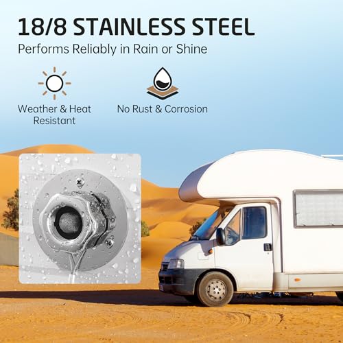 Image of KES All Metal RV Water Inlet Connection with Check Valve, 18 /8 Stainless Steel RV City Water Inlet Replacement, Upgraded Leak-Proof Design for Camper, Trailer, Marine & Boat, Chrome, RWI200-CH