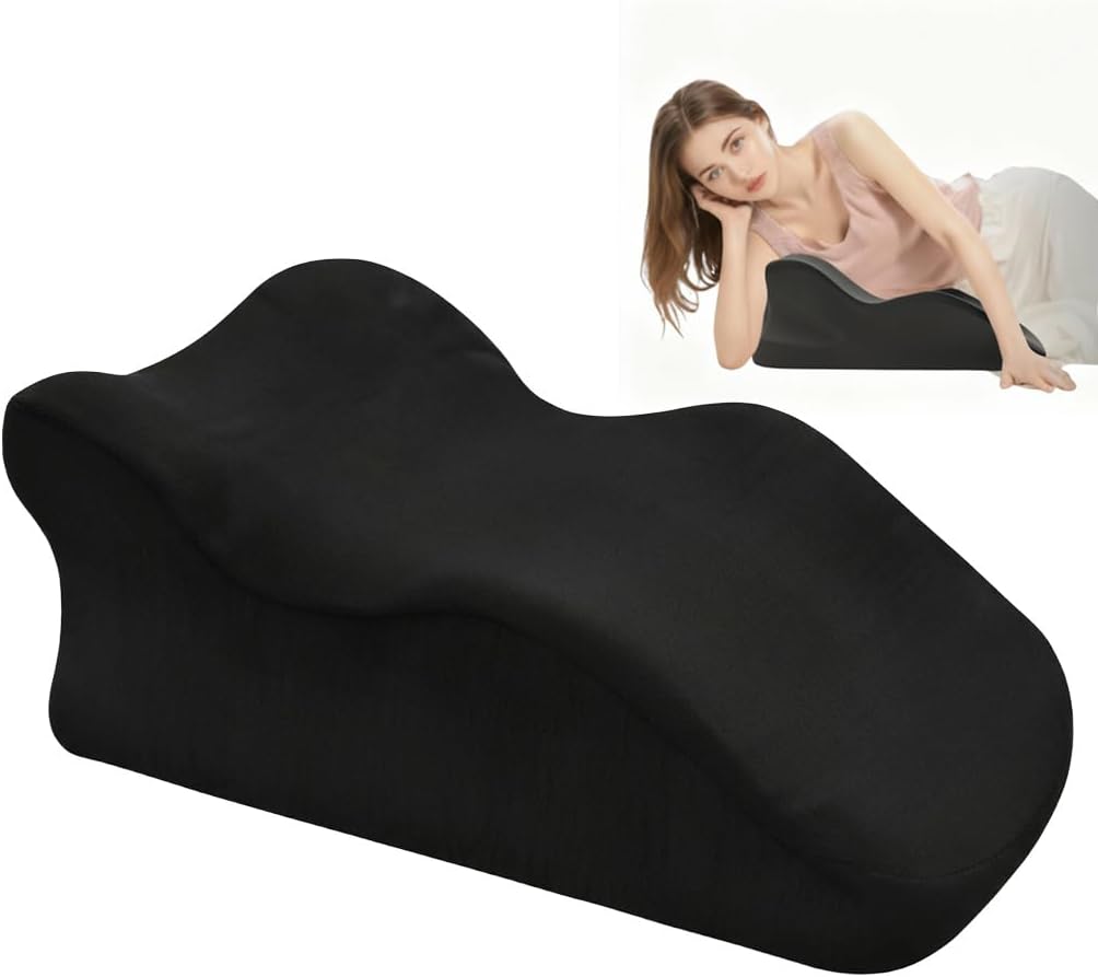 Reading Wedge Pillow for Bed, Contour Memory Foam Prone Pillow for Lying, Leaning and Prone, Bed Rest Pillow with Removable Cover, Support Pillow for Couple