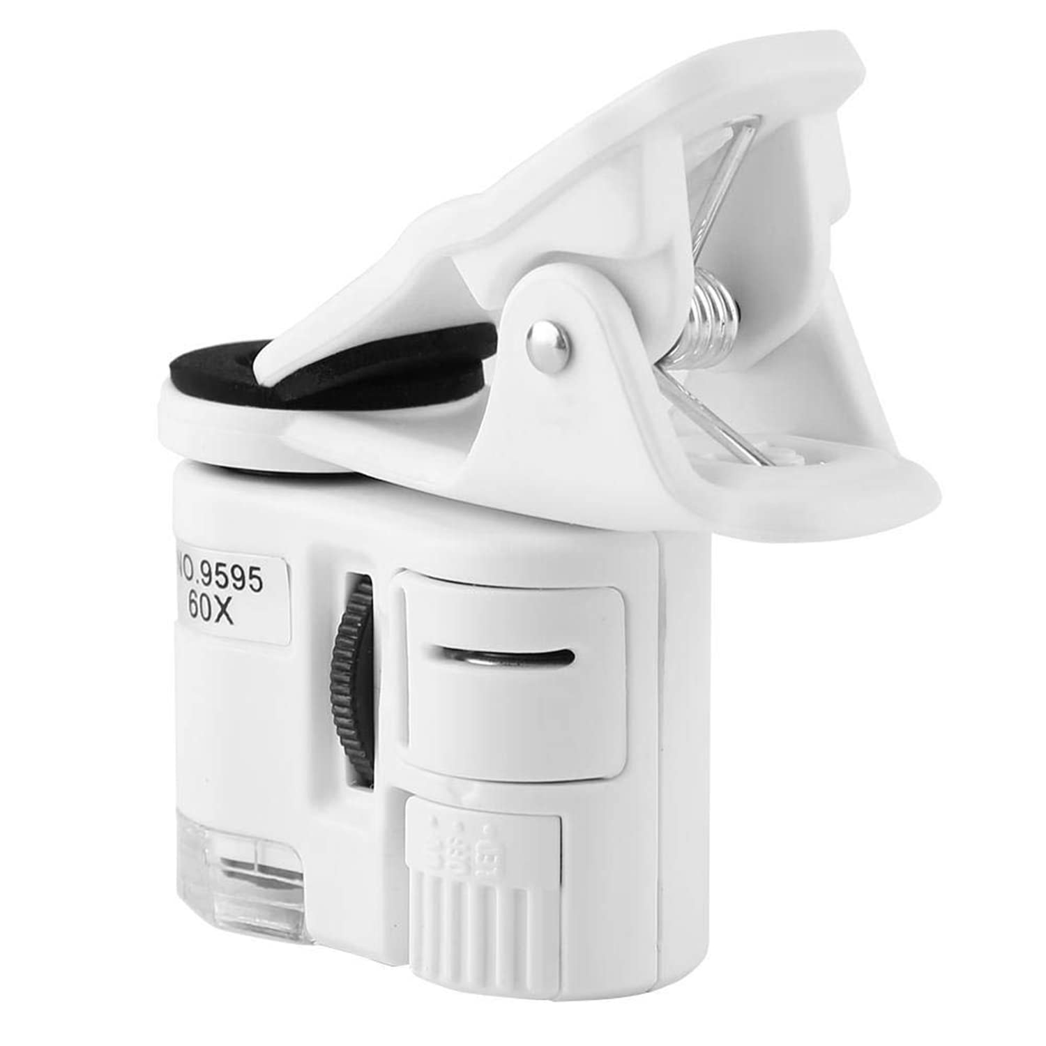 KASTWAVEPhone Microscope, 60X Universal Portable Clip On Microscope with LED UV Lights Jeweler Loupe for Biological Jewelry Coins Currency Stamps Antiques Smart Phones and Tablets