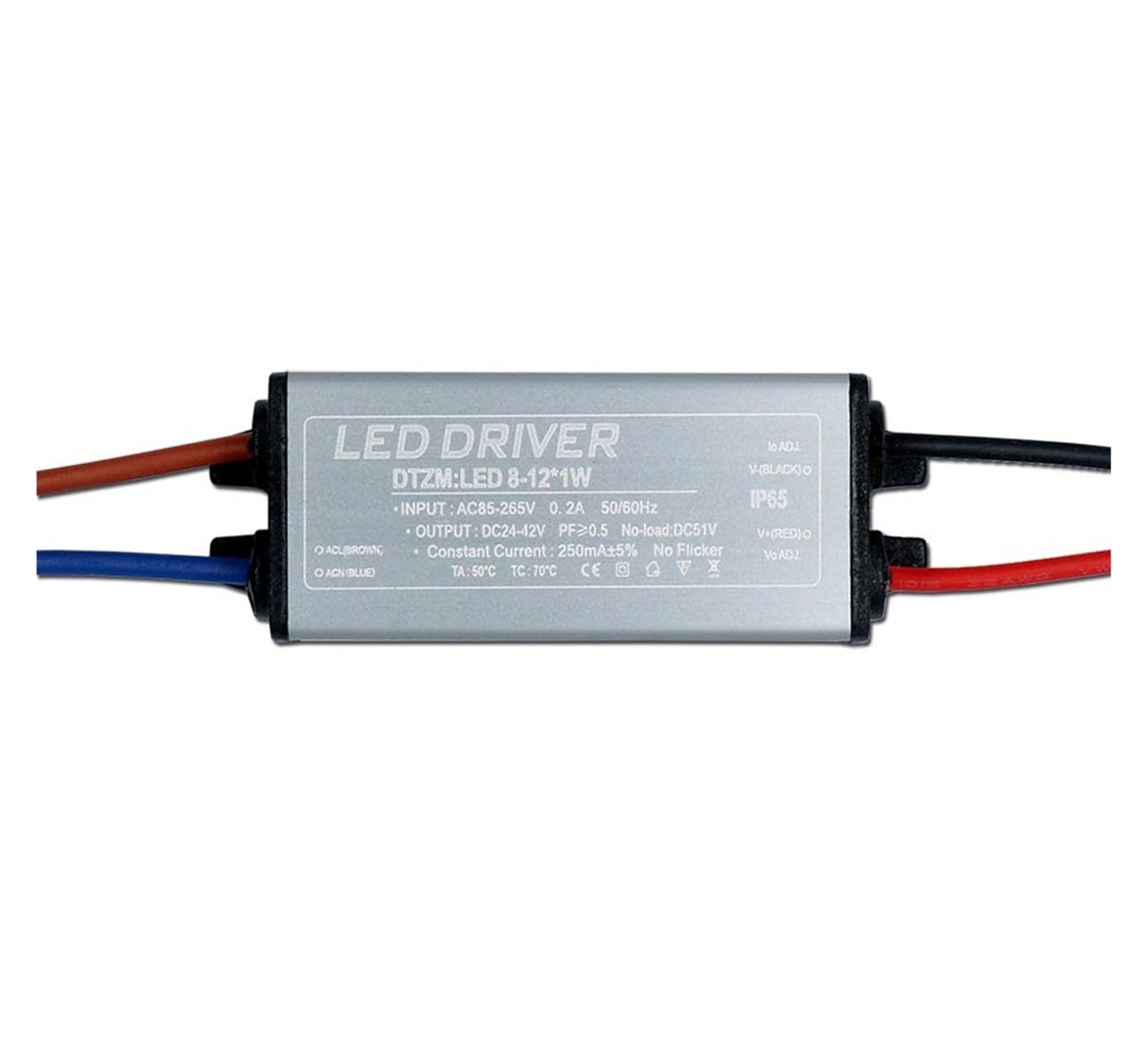PWANUIGTE LED Waterproof Driver 1W-36W for 85-265V Power Supply Constant Current Voltage Control Lighting Transformer(8-12W)