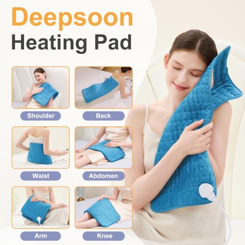 Image of Heating Pad,Electric Heating Pads,Heating Pad for Back,Blue,24x12 Inch