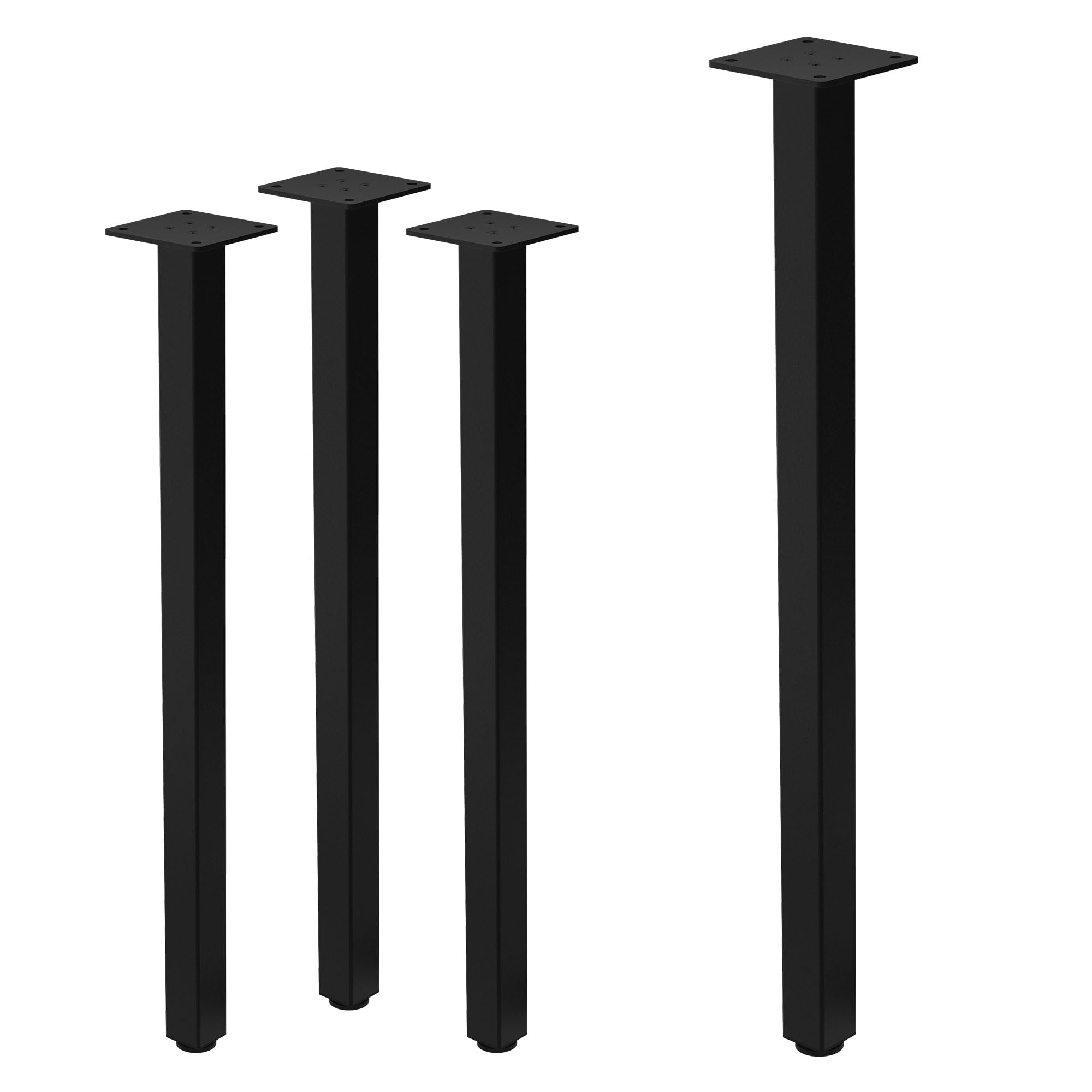ML-Design 4er Set Tischbeine I-Design 72 cm, Schwarz glänzend, aus pulverbeschichtetem Stahl, eckig, Profil 4x4 cm, Höhenverstellbare Möbelfüße 1-4cm, Möbelbeine für Esstisch Schreibtisch Arbeitstisch