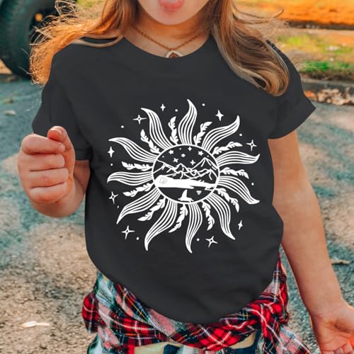 Girls Graphic Tees Cute Girl Shirts Crew Neck Floral Mountain Printed Tshirt Aesthetic Short Sleeve Summer Tops2