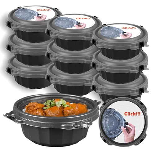 RELOCKS 30 Oz Round Meal Prep Containers with Lids, Leak-Proof Takeaway Boxes, Reusable, Airtight, Microwaveable, Dishwasher & Freezer Safe, 50 Packs