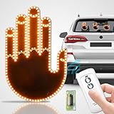 Hand Gesture Light with Remote - Road Rage LED Sign for Car Back Window, 3 Modes Finger Light, Fun Car Accessories (Yellow)