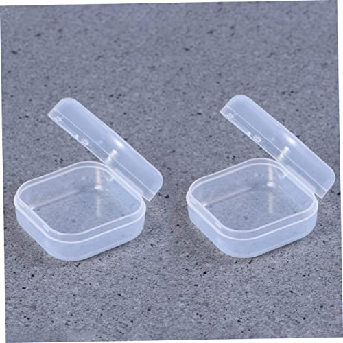 Image of STOBOK Pcs Mini Clear Plastic Storage Boxes with Hinged Lids, Portable Transparent Square Containers for Organizing Small Items, Jewelry, Crafts, and Hardware