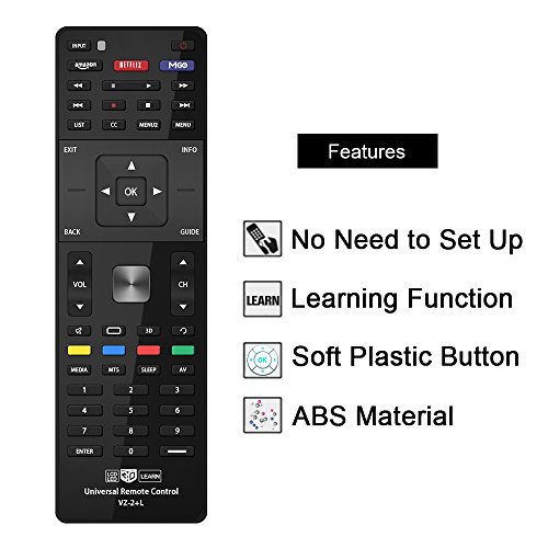 Image of Gvirtue Universal TV Remote for Almost All Vizio LED LCD 3D Smart E Series TV Smart Internet Apps with Amazon, Netflix and M-GO Keys, Sub XRT112 XRT100 VR1 2 10 15 etc., VZ-2+L