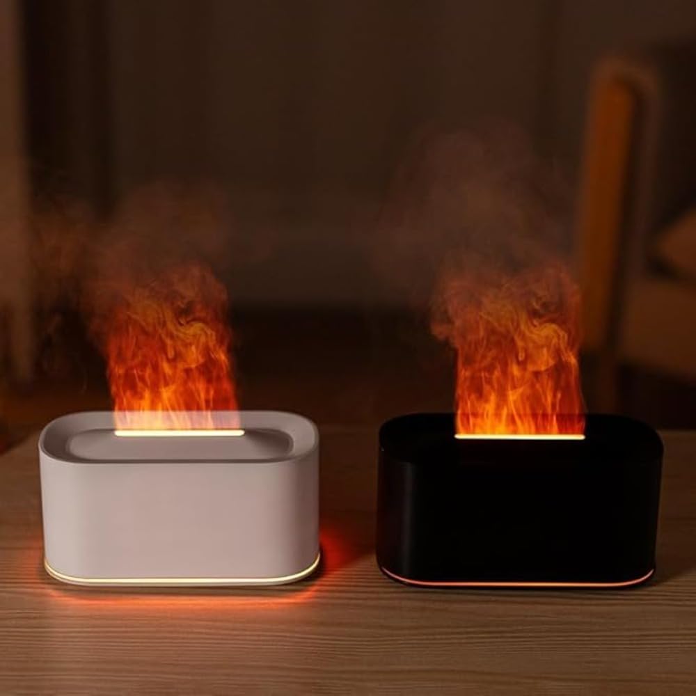 Realistic 7-Color Flame Aromatherapy Diffuser - 200ml Ultrasonic Cool Mist Humidifier with Auto-Off, Essential Oil Diffuser for Home, Bedroom, Yoga & Office - Create a Cozy Romantic Atmosphere