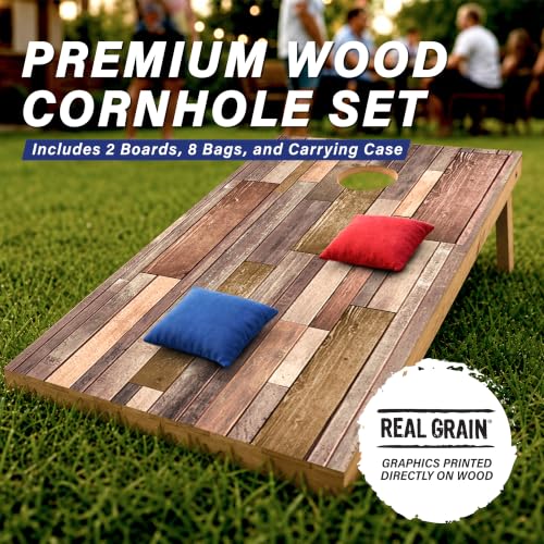 Image of GoSports 4 x 2 ft Regulation Size Wood Cornhole Boards - 10 Vintage Wood Designs (Choose Your Style)