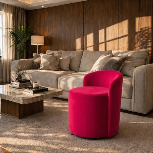 Image of Jaico Wood Seating mudda Puffy Stool Chair for Living Room, Dressing Table, Office, Home Decor, Ottoman pouffes, Sofa Type, and Large .Ottoman and Chair Combined into one (Red)