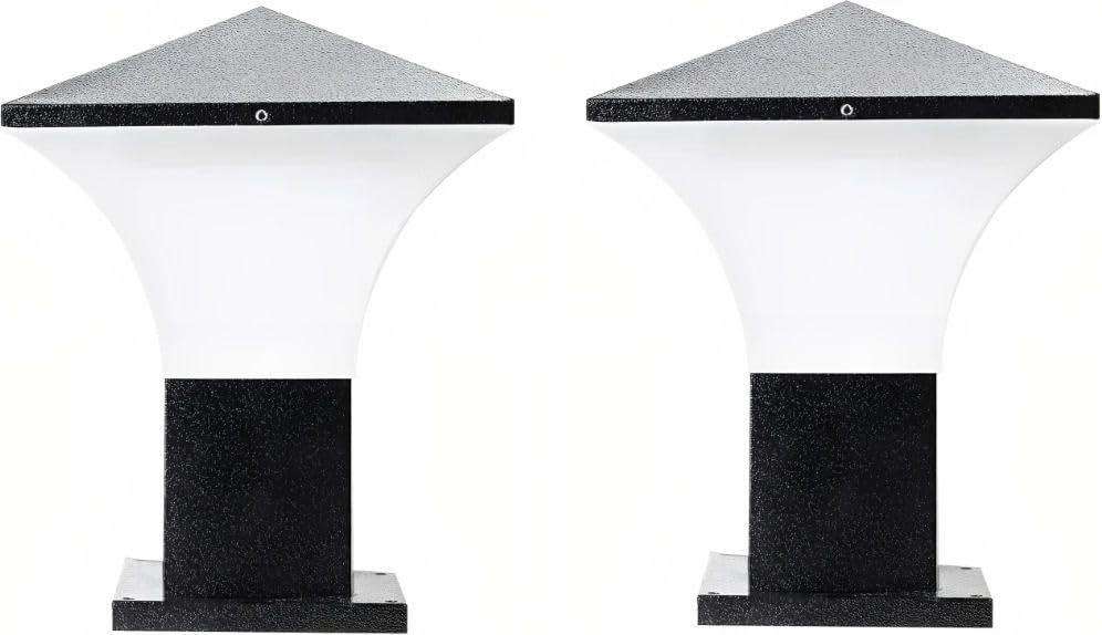 Black Modern Waterproof Gate Light - Pillar Light for Home & Garden, Path (Bulbnot Included) (Pack of 2)-image-36