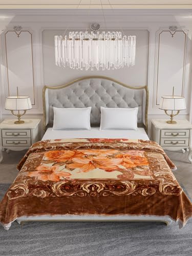 Image of Monte Carlo Unisex Superimo Double Bed Reversible 3 Ply 1516 GSM | 8 KG Heavy Winter Blanket (Camel Brown)