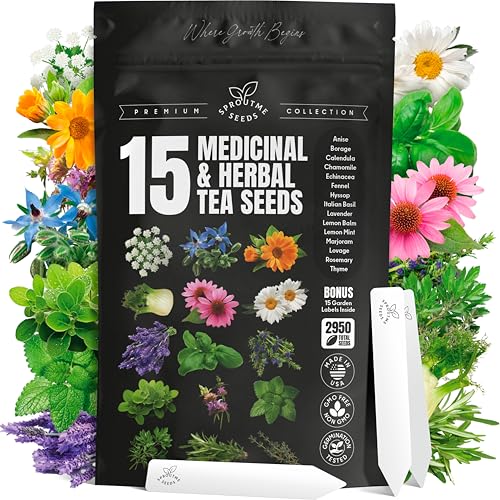 15 Medicinal & Herbal Tea Seeds Variety Pack Home Garden Kit Plan...