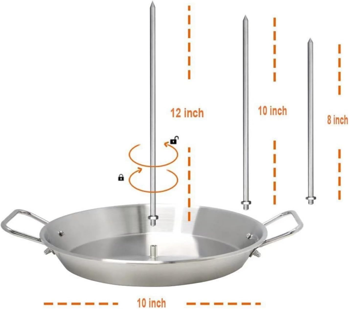 Vertikaler Spieß aus 304 Edelstahl, 25,4 cm, für Gyro-Kochen, ofenfeste Schale mit Spieß, perfekt für Kebabs, Grillen und Grillen, langlebig und leicht zu reinigen