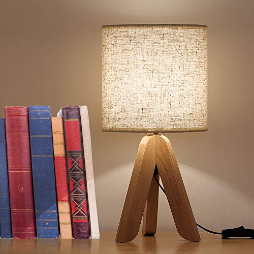 Small Tripod Lamps Bedside Table lamp Desk Nightstand Lamps Cute Kids Baby Nursery Lamp with Linen Shade Height 13.4 Inches for Bedroom, Side Table,Reading Desk(Without Bulb)