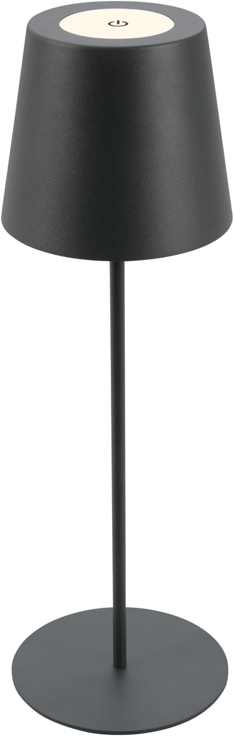 BRILONER - LED Tischlampe kabellos mit Touch, dimmbar in Stufen, höhenverstellbar, Nachttischlampe, Leselampe, LED lampe, Campinglampe, Tischleuchte, Akku Lampe, Outdoor Lampe, 36x10,5 cm, Anthrazit