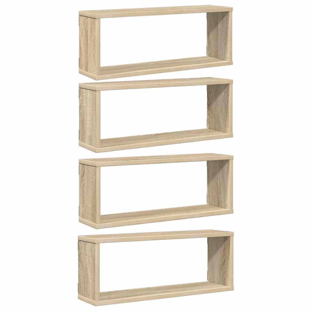 Genérico Mensole Parete a Cubo 4pz Rovere Sonoma 60x15x23 cm Multistrato,Marrone,12.11kg,807143