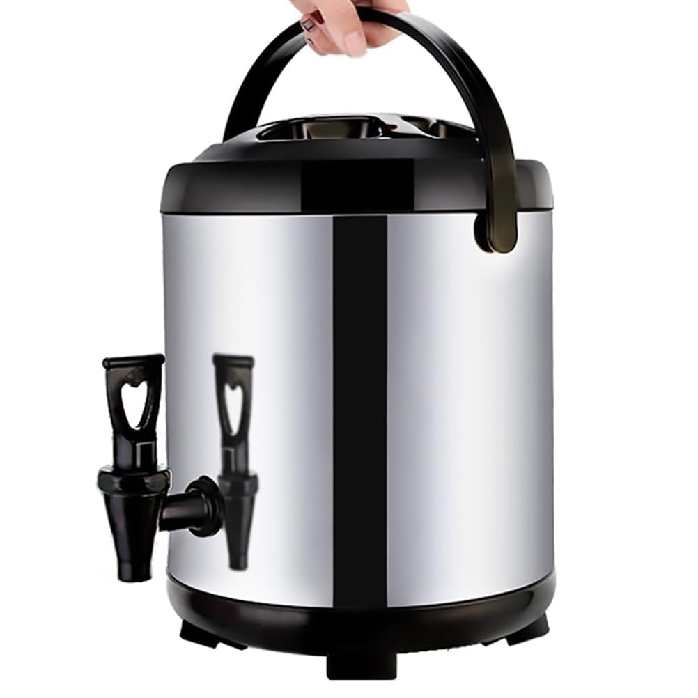 Isolierter Getränkespender mit Wasserhahn, Edelstahl-Getränkespender für Wasser, Kaffee, Tee, Saft, Milch, 8 l