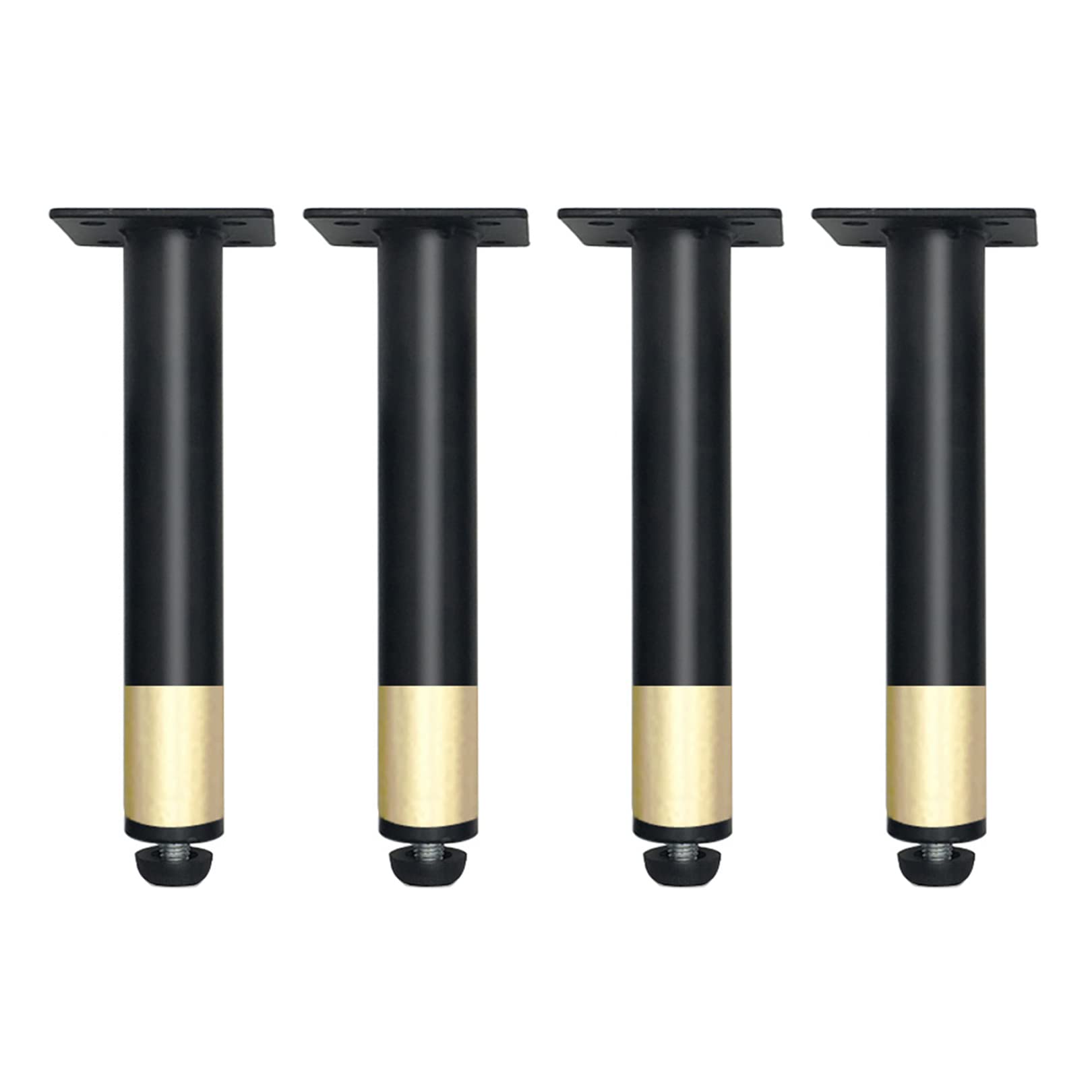 Piedini Regolabili in Ferro per mobili, Supporto in Metallo per Divano, Armadio, Tavolo, Letto, Ricambio, Nero e Oro, 4 Pezzi (10,5 cm)
