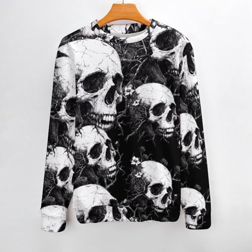 Decay Skull Men's Crew Neck Sweater Knit Pullover Women Casual Long Sleeve Crewneck Loose Fit Top2