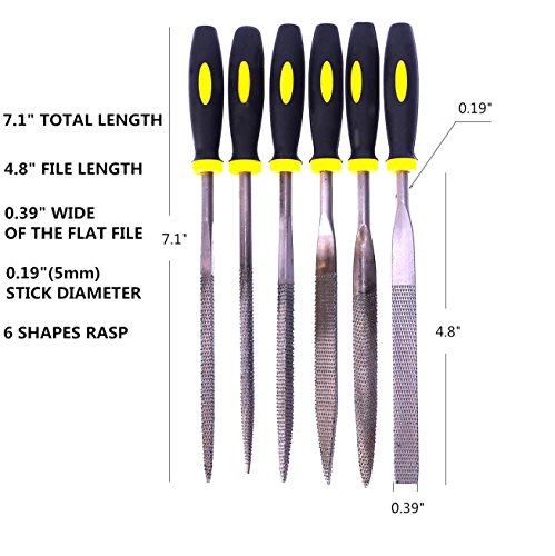 Fatmingo 5X180Mm Mini Assorted Wood Rasp File Set Metal Needle Rasps Files With Rubber Handle 6 Shapes Bastard Files For Wood And Soft Stuffs Carving #TOP1