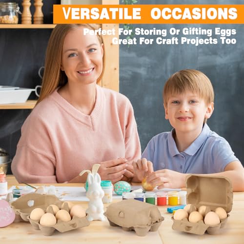 Image of 20 Pack Half Dozen Egg Cartons Bulk 6 Count, Empty Natural Paper Pulp Egg Cartons Reusable, Strong Sturdy Design Made from Natural Cardboard