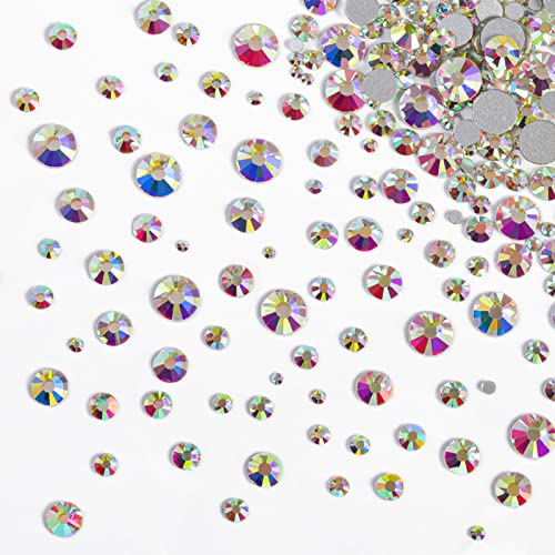 Image of Beadsland Rhinestones for Makeup,8 Sizes 2500pcs Crystal AB Flatback Rhinestones Eye Gems for Nails Crafts with Tweezers and Wax Pencil,Crystal AB,SS4-SS30